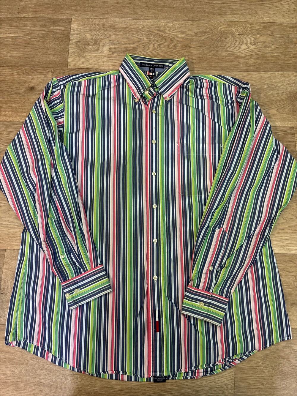 Vintage Tommy Hilfiger Multi Stripe Button Down Shirt 16.5 34-35 Large
